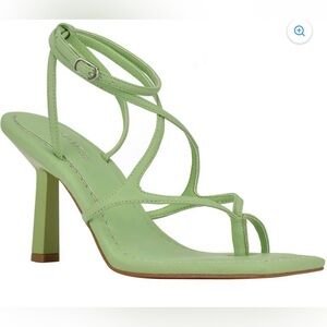 Guess Womens Leeba Faux Leather Thong Heels